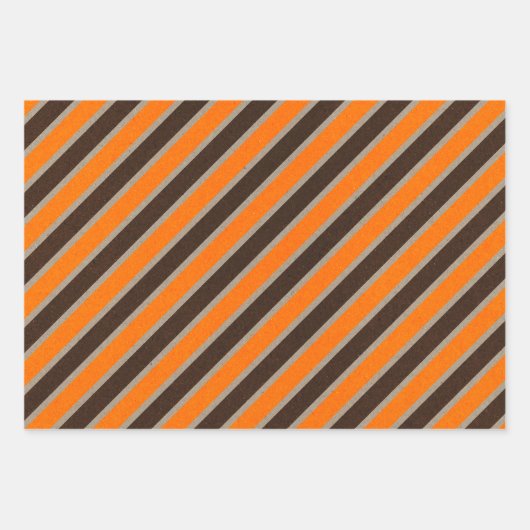 Faux Kraft Paper w/ Dark Brown & Orange Patterns Geschenkpapier Set (Vorderseite)