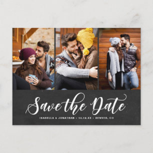 Faux Kreidetafel Drei-Foto-Collage Save-the-Date-K Ankündigungspostkarte