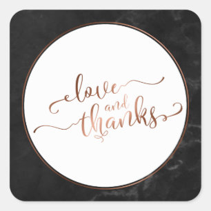 Faux-Kupfer-Liebe-und-Dankbarkeit-Schrift mit schw Quadratischer Aufkleber