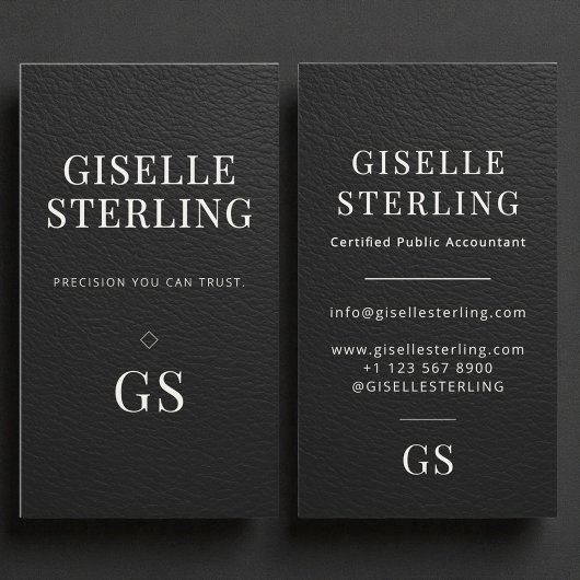 Faux Leather Modern Accountant Tax Preparer CPA Visitenkarte