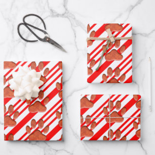 Faux-Leder-Hundepfotenabdruck-Zuckerhut Geschenkpapier Set