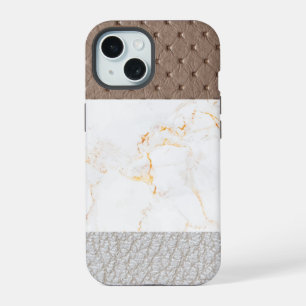 Faux-Leder-Marmor-Männer-Blush-Leder iPhone 15 Hülle