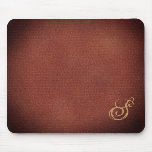 Faux-Leder-Optik Elegant Monogrammiert Mousepad (Vorne)