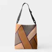 Faux-Leder-Patchwork-Braun-Muster Tragetaschen Mit Langen Trägern (Rückseite)