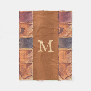 Faux-Leder-Vintage-Antik-Buch-Monogramm Fleecedecke