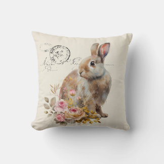Faux-Leinen-französischer Hase mit Rosen Kissen