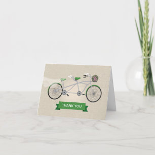 Faux Leinen Grün Tandemfahrrad Hochzeit Danke schö