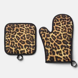 Faux Leopard Skin Ofenhandschuh & Topflappen-Set