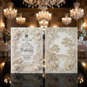 Faux Letterpress Effect Ornate Floral Wedding  Einladung