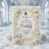 Faux Letterpress Effect Ornate Floral Wedding  Einladung