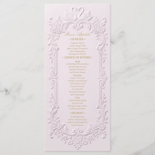 Faux Letterpress-Effekt Barock Menükarte (Vorderseite)
