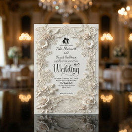 Faux-Letterpress-Effekt Ornamentale Florale Hochze Einladung