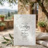 Faux Letterpress Embossed Floral Swan Wedding   Einladung