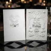 Faux Letterpress Swans Formal Black Tie Wedding Einladung