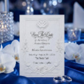 Faux Letterpress White Baroque Swan Elegant Save The Date