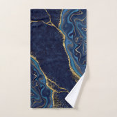 Faux Marble Navy Gold Shades Badhandtuch Set (Handtuch)