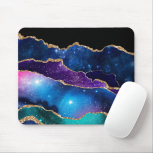 Faux Marbled Agate Stone Galaxy Sparkly Shining Mousepad