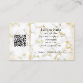 Faux Marmor & Gold QR-Code Visitenkarte mit Logo (Rückseite)