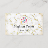 Faux Marmor & Gold QR-Code Visitenkarte mit Logo (Vorderseite)