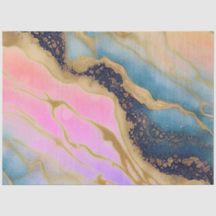 Faux Marmor Navy, Aqua, Pink, Gold  Seidenpapier