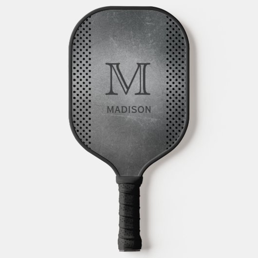 Faux Metal custom monogram & name Pickleball Schläger (Vorderseite)