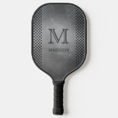 Faux Metal custom monogram & name Pickleball Schläger (Rückseite)