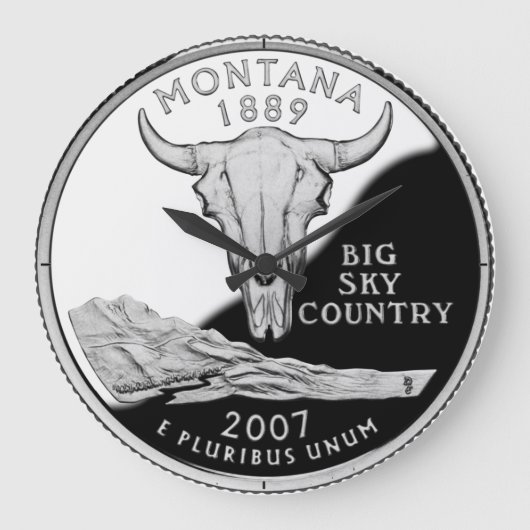 Faux Montana State Quarter Clock Große Wanduhr (Vorderseite)