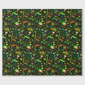 Faux Neon St. Patrick’s Day Irish Icon Pattern Geschenkpapier (Flach)