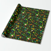 Faux Neon St. Patrick’s Day Irish Icon Pattern Geschenkpapier (Ungerollt)