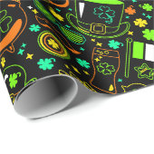 Faux Neon St. Patrick’s Day Irish Icon Pattern Geschenkpapier (Rolleneckpunkt)