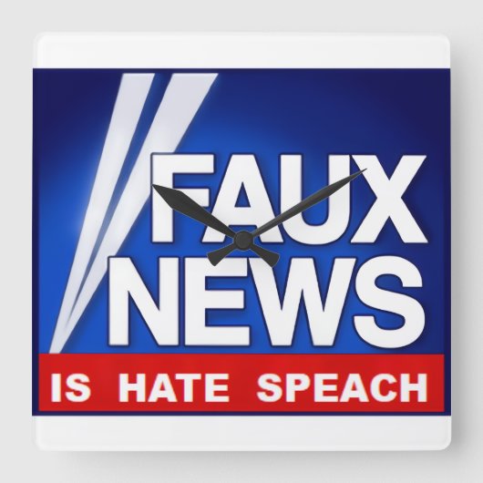 Faux News  Quadratische Wanduhr (Vorderseite)