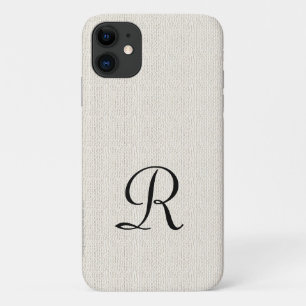 Faux Off White Burlap Minimalist Rustic Monogram Case-Mate iPhone Hülle