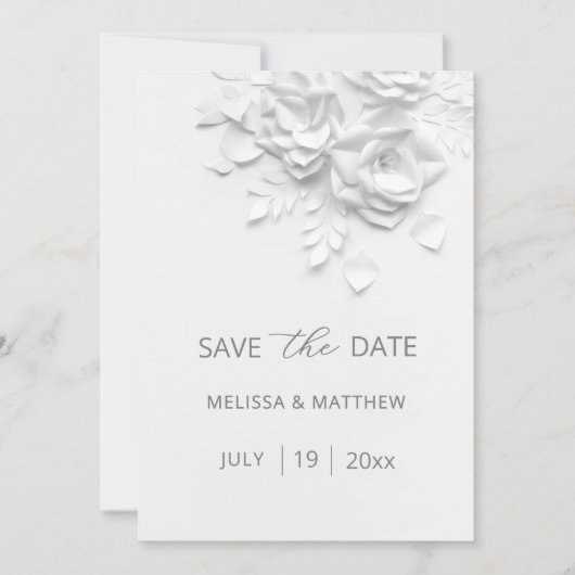 Faux Paper Cut Roses Save The Date (Vorderseite)