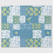 Faux-Patchwork-Geschenkpapier: Maiglöckchen, Blau Geschenkpapier (Flach)