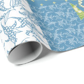 Faux-Patchwork-Geschenkpapier: Maiglöckchen, Blau Geschenkpapier (Rolleneckpunkt)