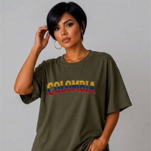 Faux Patchwork Kolumbien Country Pride Retro Tri-Blend Shirt
