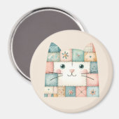 Faux Patchwork Pastel Cottage Kitty Face Magnet (Vorderseite/Rückseite)