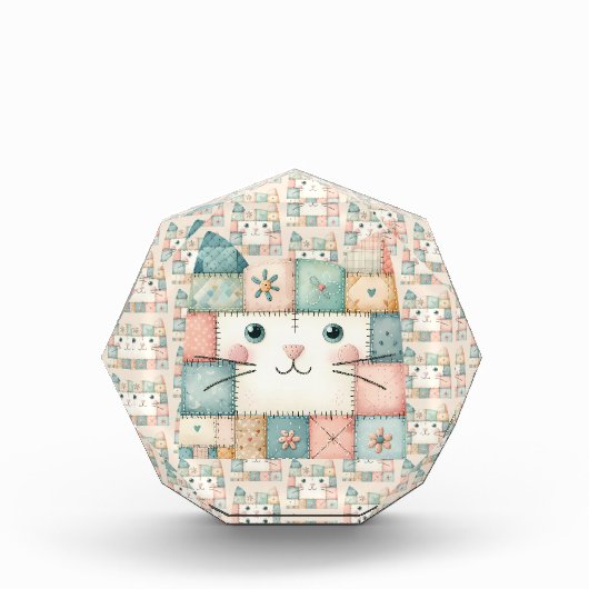 Faux Patchwork Pastel Kitty Cottage Fotoblock (Vorderseite)