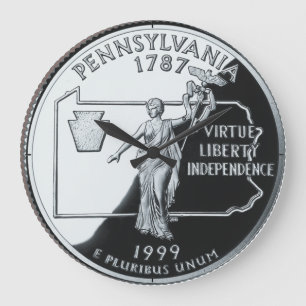 Faux Pennsylvania State Quarter Clock Große Wanduhr