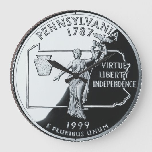 Faux Pennsylvania State Quarter Clock Große Wanduhr (Vorderseite)