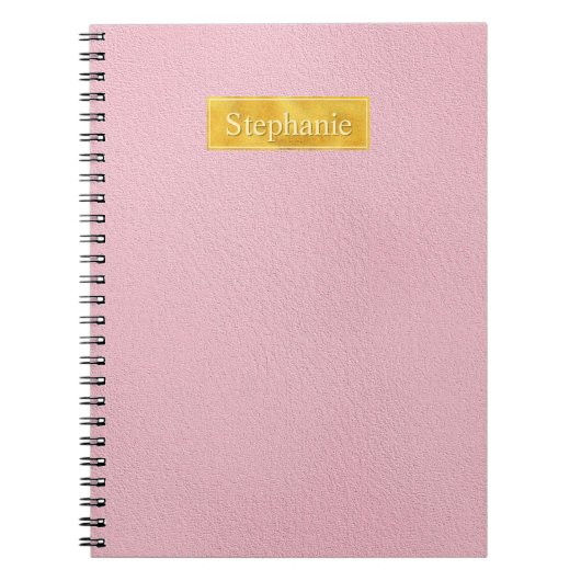 Faux Pink Leather Texture With Gold Foil Banner Notizblock (Vorderseite)