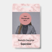 Faux Pink Marble ID Badge Ausweis (Vorderseite)