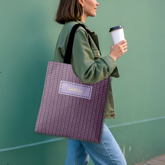 Faux-Pullover-Strickmuster mit individuellem Namen Tasche