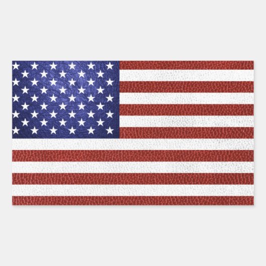 Faux Red White Blue Leather USA Flag Rechteckiger Aufkleber (Vorderseite)