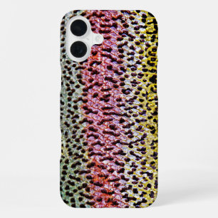Faux-Regenbogenforellen-Schuppen-Textur-Look-Muste iPhone 16 Plus Hülle