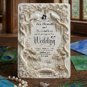 Faux Relief Carved Pastoral Birds Wedding Einladung