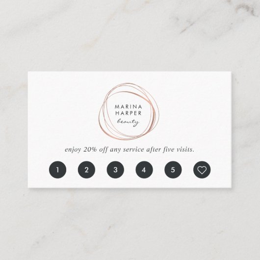 Faux Rose Gold Abstract Logo Loyalty Cards Treuekarte (Vorderseite)