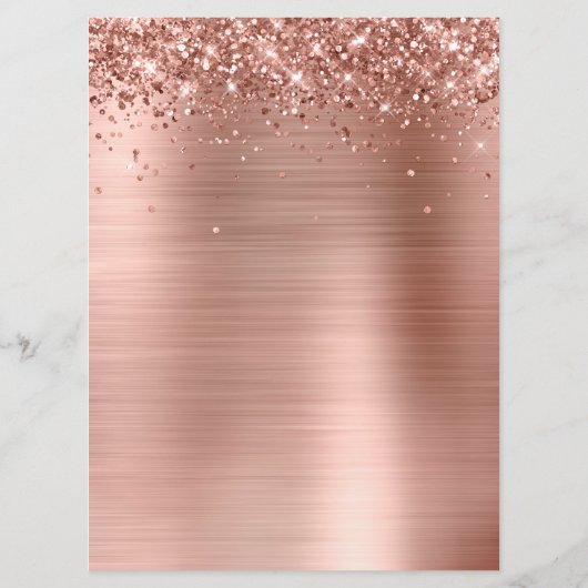 Faux Rose Gold Glitter and Foil Cocktails Bar Menükarte (Rückseite)