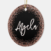 Faux Rose Gold Glitter Black Photo Keramik Ornament (Links)