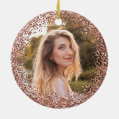 Faux Rose Gold Glitter Black Photo Keramik Ornament (Hinten)